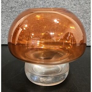 Vintage Glass Mushroom Vase Orange MCM Iridescent Stem Votive‎ Retro Mid Century